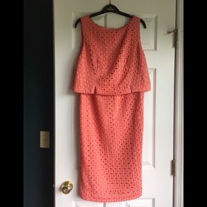 Coral lace Linea dress, size 12 UK